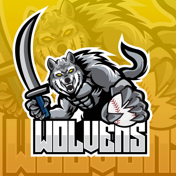 vector illustratie van een wolf mascotte met een tijger - Vector, afbeelding