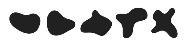 Αφηρημένο υγρό οργανικό μαύρο ακανόνιστο botch σχήματα επίπεδη στυλ σχεδιασμού ρευστό διάνυσμα εικονογράφηση σετ. - Διάνυσμα, εικόνα