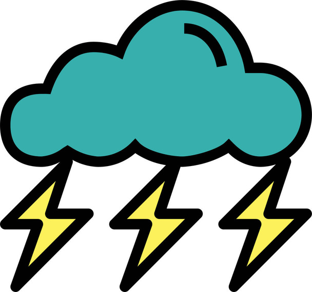 rain storm thunder icon in filledoutline style - Vector, Image