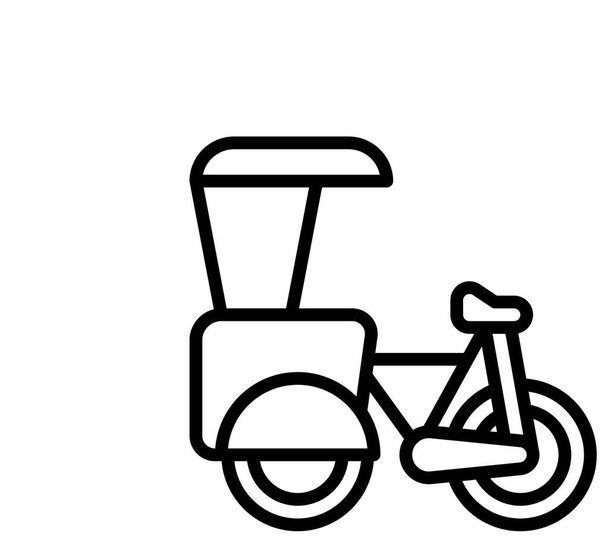 transportvoertuig riksja pictogram in omtrek stijl - Vector, afbeelding
