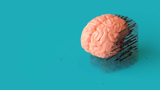 3d illustration of low poly human brain repair concept - Photo, Image
