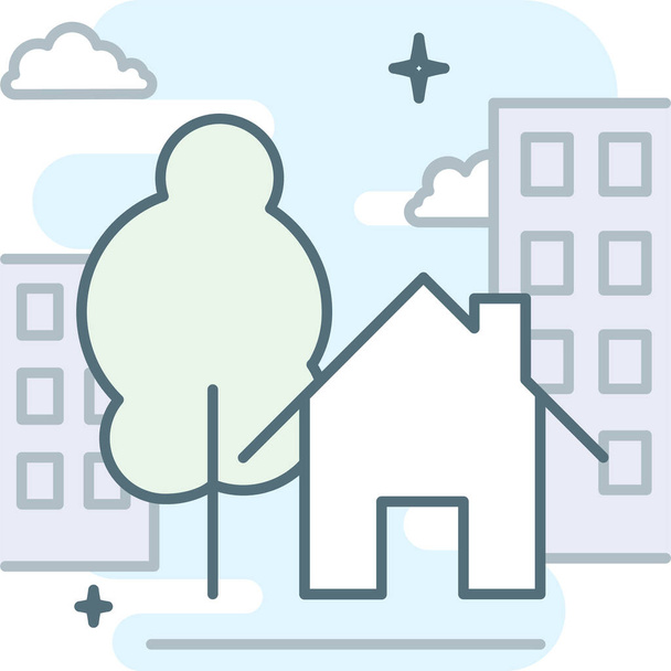 icono de la casa de la ciudad en estilo filledoutline - Vector, imagen