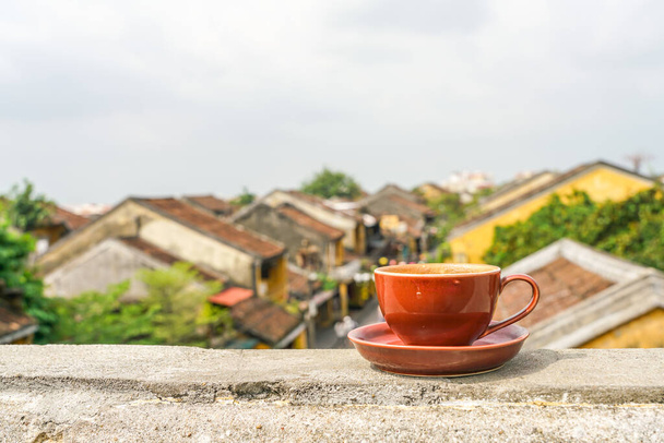 Šálek Cappuccino na střeše v Hoi An - Fotografie, Obrázek