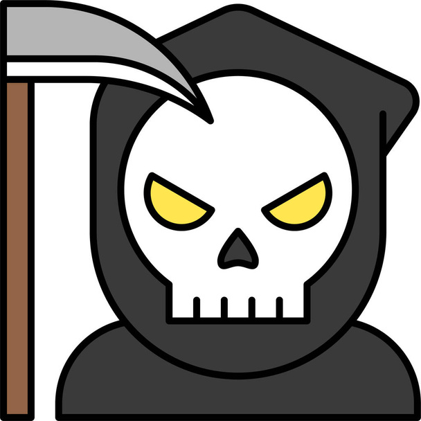 ángel de la muerte avatar icono de Halloween en estilo filledoutline - Vector, Imagen