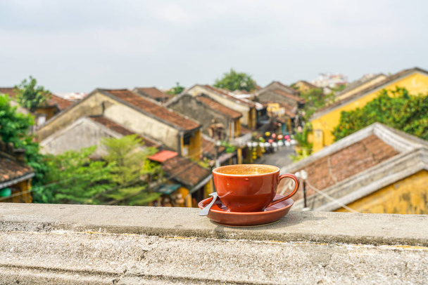 Cup of Cappuccino on Rooftop in Hoi An - Photo, Image