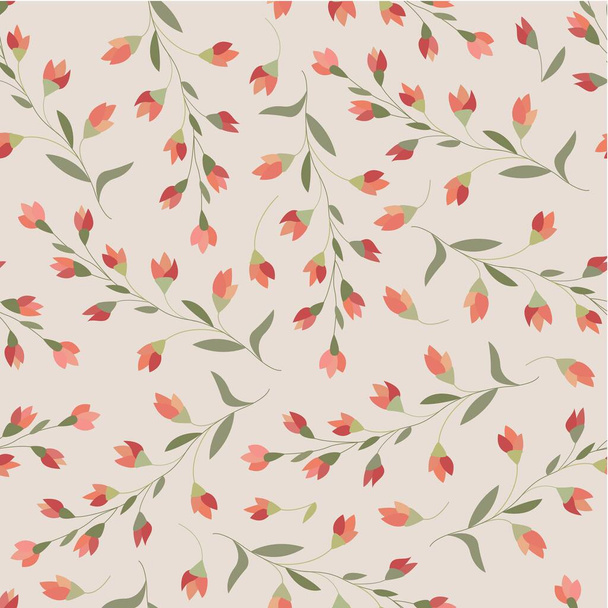 Botanical seamless pattern with the image of forest or wildflowers in red. Suitable for printing on fabric or paper. - Vector, Image