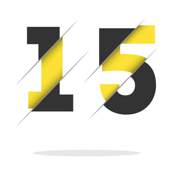 15 1 5 Zahlen Logo Design mit einem kreativen Schnitt und Black Circle Hintergrund. Kreatives Logo-Design. - Vektor, Bild