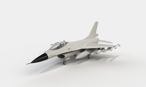 白で隔離される着陸離陸、f16 戦闘機のモデル - 写真・画像