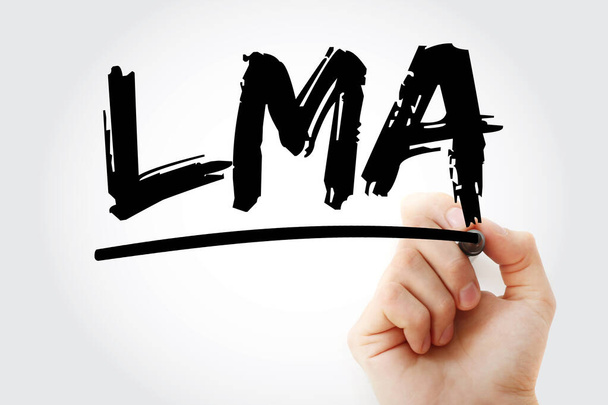 LMA - Accordo di Marketing Locale acronimo con marker, concetto di business backgroun - Foto, immagini