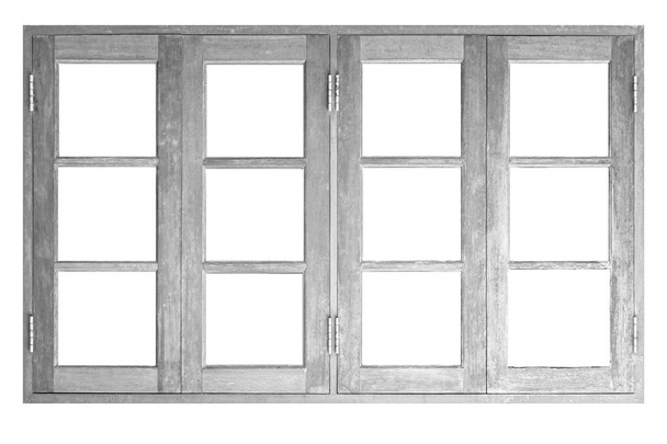 Винтажная белая покрашенная деревянная оконная рама на белом фоне - Фото, изображение