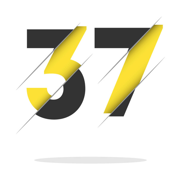 37 3 7 Number Logo Design s kreativním střihem a černým kruhem na pozadí. Tvůrčí design loga. - Vektor, obrázek