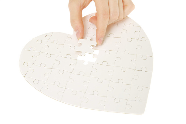 puzzle heart isolated on a white background - Photo, image