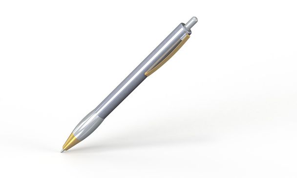 ένα κομψό χρυσού και του αργύρου πένα που απομονώνονται σε λευκό - Φωτογραφία, εικόνα