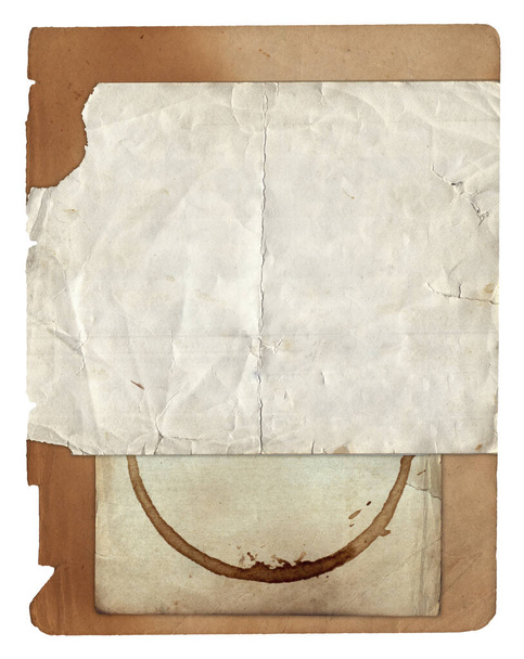 Old paper with scratches and stains texture isolated on white - Photo, Image