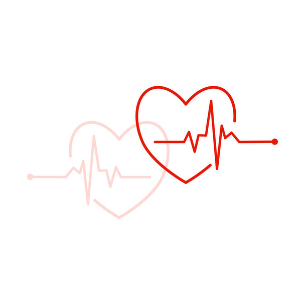 Red Heart Beat pulse logo on white. Vector - Vector, Image
