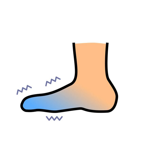 Illustrazione della circolazione sanguigna a freddo (sensibilità al freddo, dita dei piedi fredde) - Vettoriali, immagini