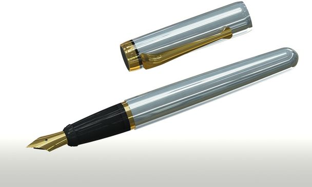 elegantní zlaté a stříbrné pero izolované na bílém - Fotografie, Obrázek