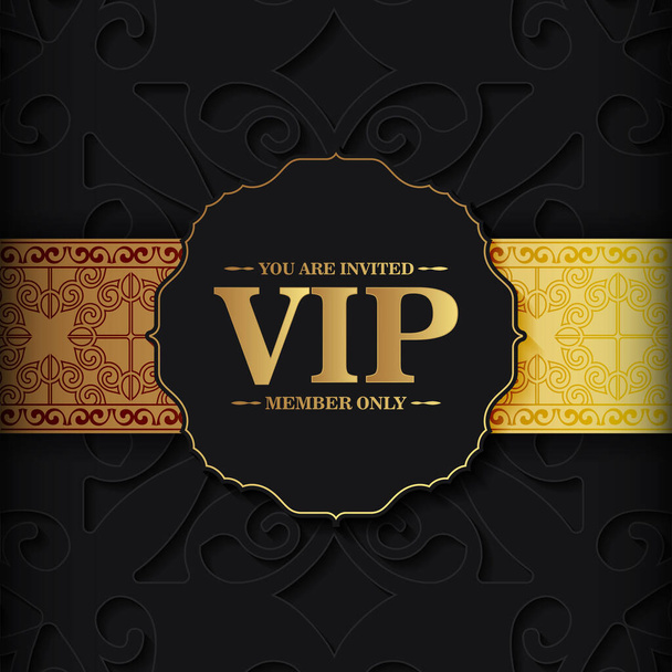 роскошная темная vip-карта в текстуре орнамента - Вектор,изображение