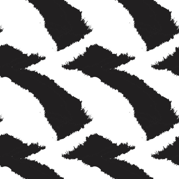 Black and White Brush stroke fur pattern design for fashion prints, homeware, graphics, backgrounds - Vetor, Imagem
