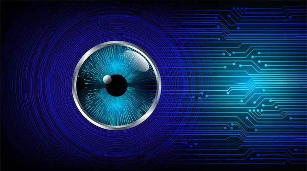 cyber security concept background with eye circuits, abstract high speed digital internet connection design - Вектор,изображение