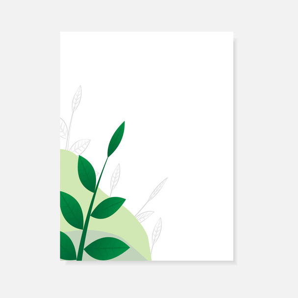 Természetes falfestő vektor. Képek a zöld levelekről elvont illusztrációs formákkal. Absztrakt Plant Art design nyomtatás, borító, tapéta, minimális fali művészet és természetes. Vektorillusztráció. - Vektor, kép