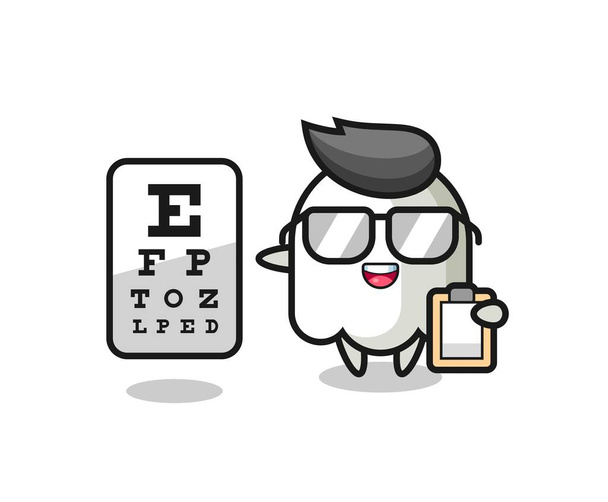 Ilustrace maskota ducha jako oftalmologie, roztomilý styl designu trička, samolepka, logo element - Vektor, obrázek
