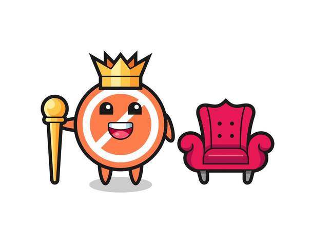 Карикатура на знак "Стоп" як король, милий стиль дизайну для футболки, наклейки, логотипу - Вектор, зображення