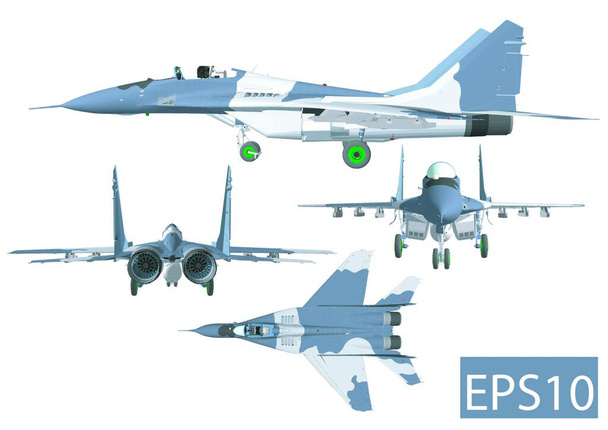 Στρατιωτικό μαχητικό αεριωθούμενο αεροπλάνο Cartoon Vector εικονογράφηση - Διάνυσμα, εικόνα