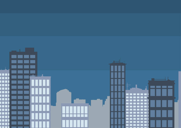 Dibujo de rascacielos múltiples mostrando City Skyline. Edificios de gran altura de Diffrent que muestran el paisaje urbano Horizon.Towering arquitecturas se extienden por toda la ciudad. - Vector, Imagen