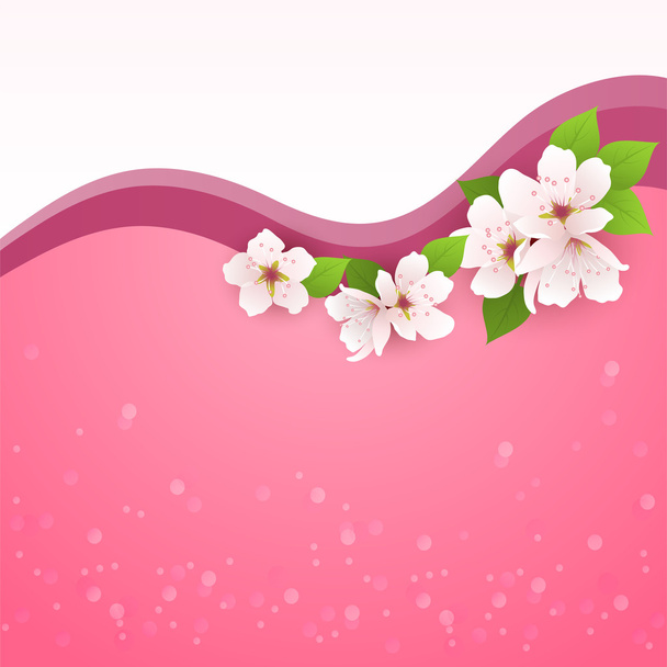 biglietto di auguri vettoriale primavera con fiori di ciliegio
  - Vettoriali, immagini