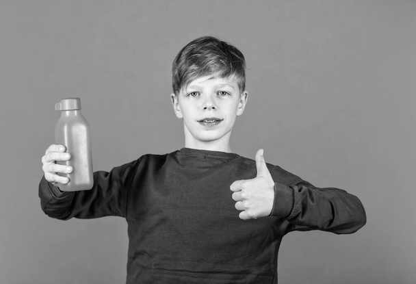 Smoothie detox cocktail. Refreshing beverage concept. Water balance. Small child drink juice orange background. Little boy enjoy drinking fruit juice. Juice healthy part of kids diet. Juice recipe - Φωτογραφία, εικόνα