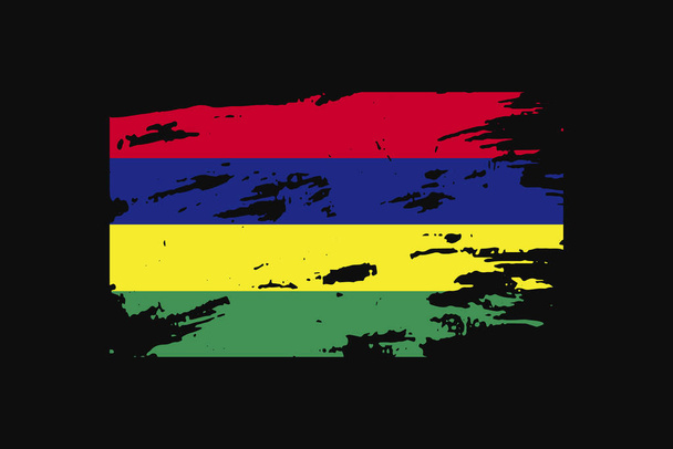 Bandeira Grunge Style das Maurícias. Será usado gráficos de t-shirt, impressão, cartaz e fundo. - Vetor, Imagem