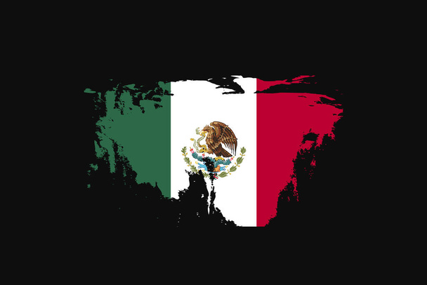 Bandera Grunge Style del México. Se utilizará gráficos de camiseta, impresión, póster y fondo. - Vector, imagen