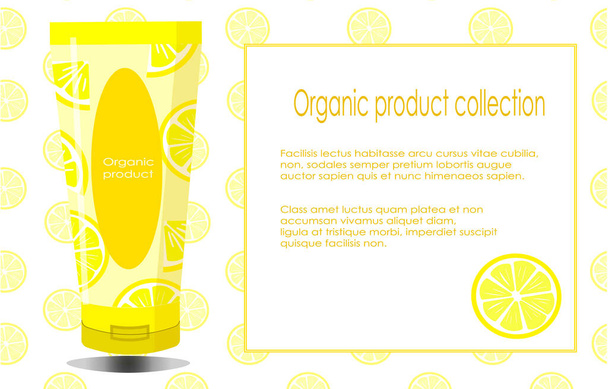 Folletos de productos de belleza con lugar para texto. Cosmética ecológica tubo de limón natural.  - Vector, Imagen