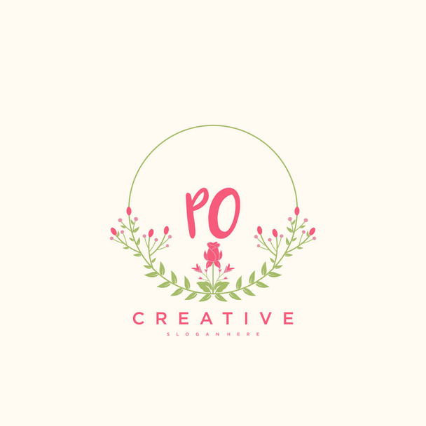 PO Beauty Векторний початковий логотип, почерк логотипу мистецтва початкового підпису, весілля, мода, прикраси, бутік, квітковий і ботанічний з креативним шаблоном для будь-якої компанії або бізнесу
. - Вектор, зображення