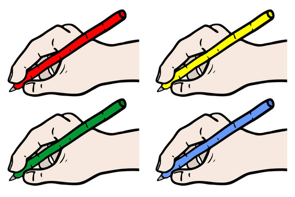 Руки пишутся цветными карандашами - Вектор,изображение