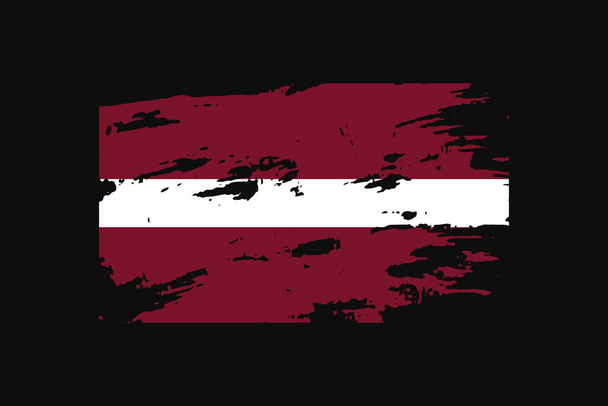 Grunge Style Flag of the Latvia (en inglés). Se utilizará gráficos de camiseta, impresión, póster y fondo. - Vector, Imagen