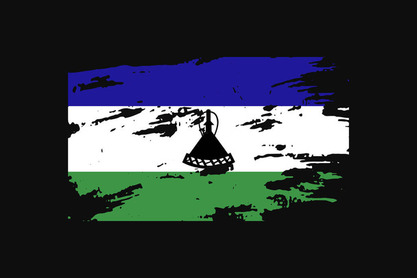 Lesotho 'nun Grunge Style Bayrağı. Tişört grafikleri, baskısı, posteri ve arkaplanı kullanılacak. - Vektör, Görsel