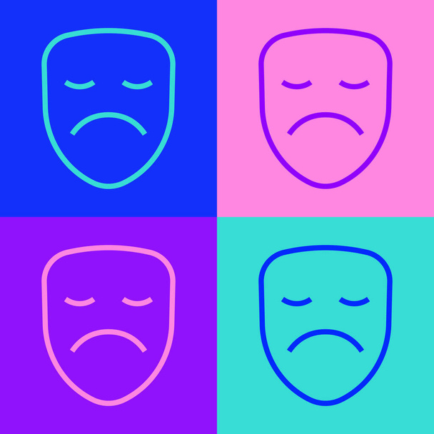 Línea de arte pop Drama icono máscara teatral aislado en el fondo de color. Vector - Vector, imagen