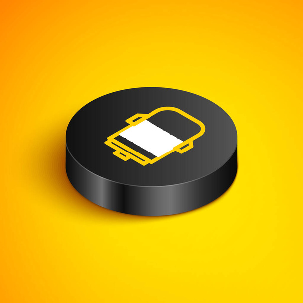 Isometric line Electric engine icon isolated on yellow background. Car alternator. Black circle button. Vector - Vector, Image