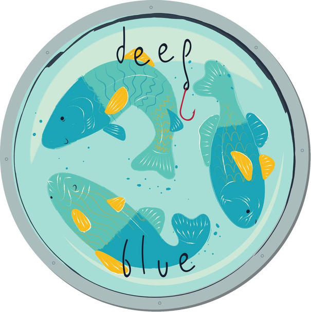 fish deep blue design graphic - Вектор, зображення