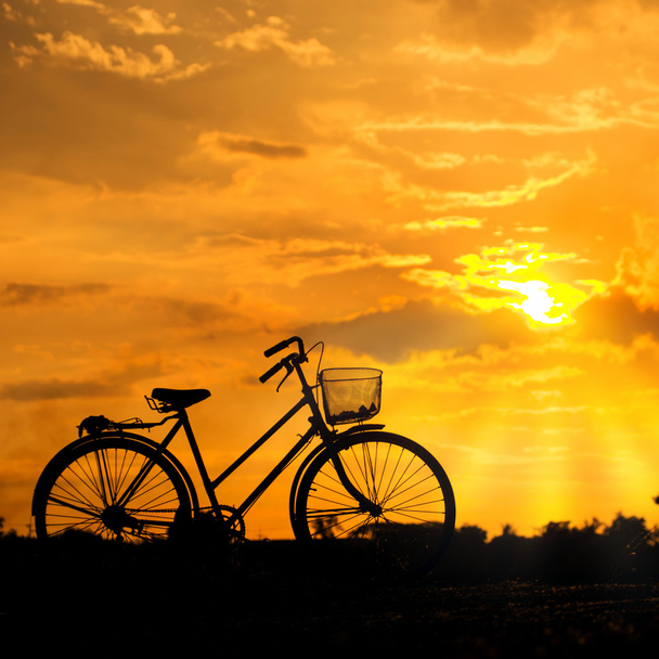 ποδήλατο κατά το ηλιοβασίλεμα - Φωτογραφία, εικόνα