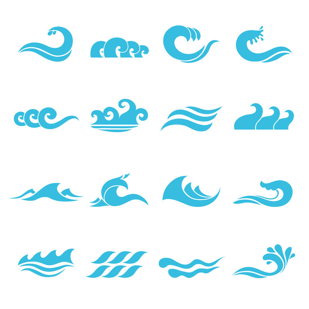 Waves Icons Set - Vector, Image
