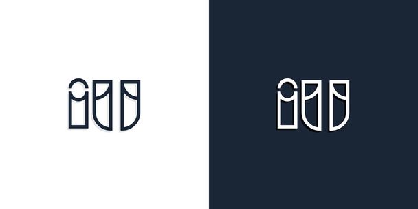 Abstracte lijn kunst beginletters IU logo. Dit logo bevat op een creatieve manier abstracte lettertypeface en is geschikt voor welk bedrijf of welke merknaam deze initialen beginnen.. - Vector, afbeelding