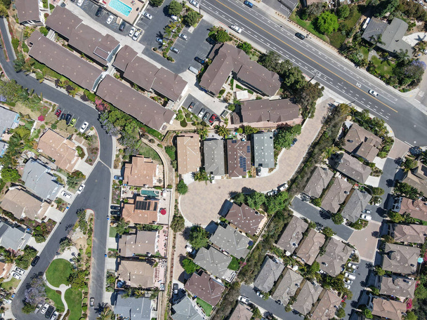Aerial top view of suburb area with residential villa in San Diego, California - Photo, Image