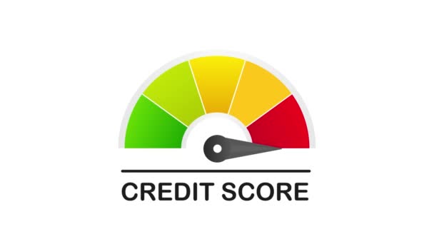 Credit score speedometer on white background. Motion graphics. - Footage, Video