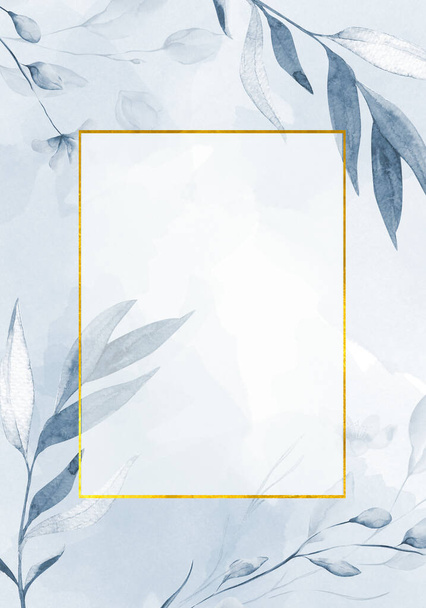 Hojas pálidas - banner de diseño botánico. marco de borde de acuarela pastel floral. - Foto, imagen