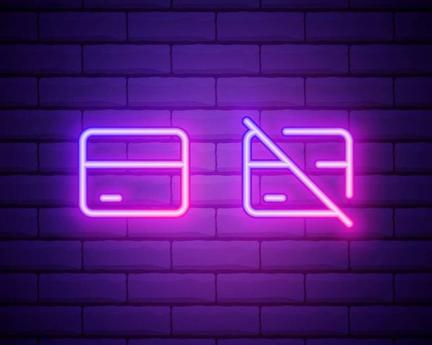 Glowing neon line Credit card icon isolated on brick wall background. Online payment. Cash withdrawal. Financial operations. Shopping sign. Vector Illustration. - Vector, Image