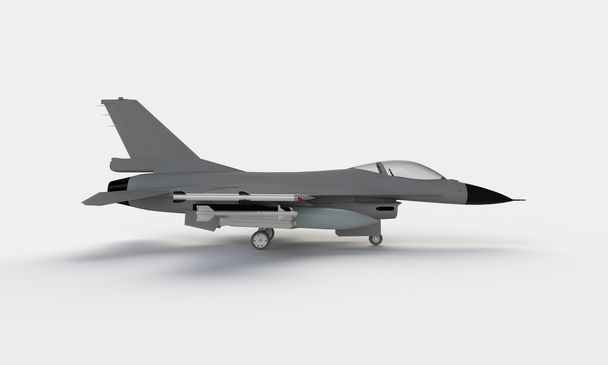 iniş üzerinde beyaz izole kapalı alarak bir f-16 savaş uçağı modeli - Fotoğraf, Görsel