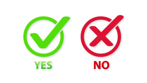 Yes and No check marks icon on white background. Motion graphics. - Video, Çekim